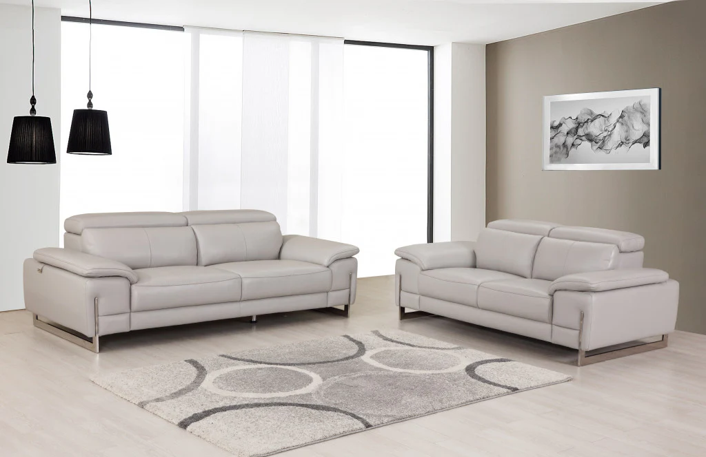 71'" X 42'"  X 31'" Modern Light Gray Leather Sofa And Loveseat By Homeroots - Image 6