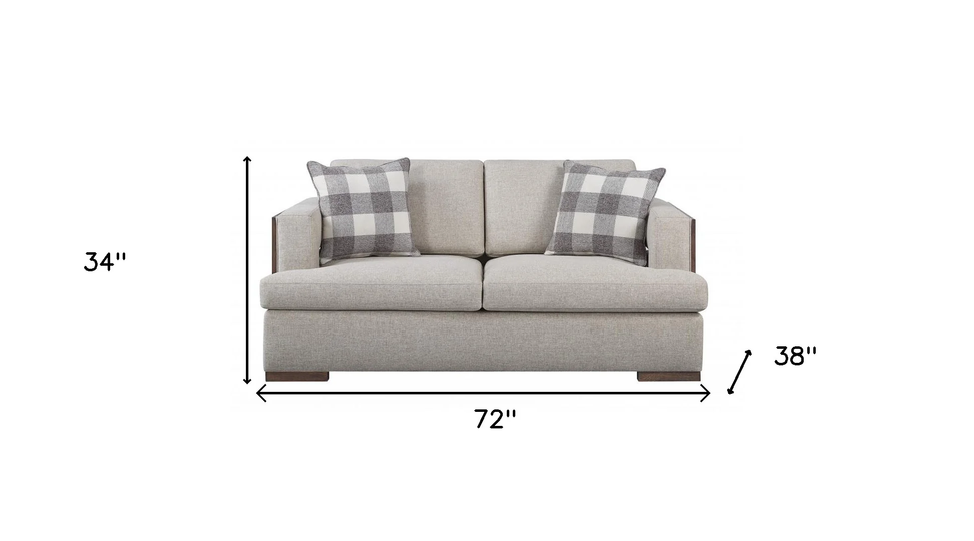72" Beige 100% Linen And Walnut Love Seat with Pillows By Homeroots - Image 6