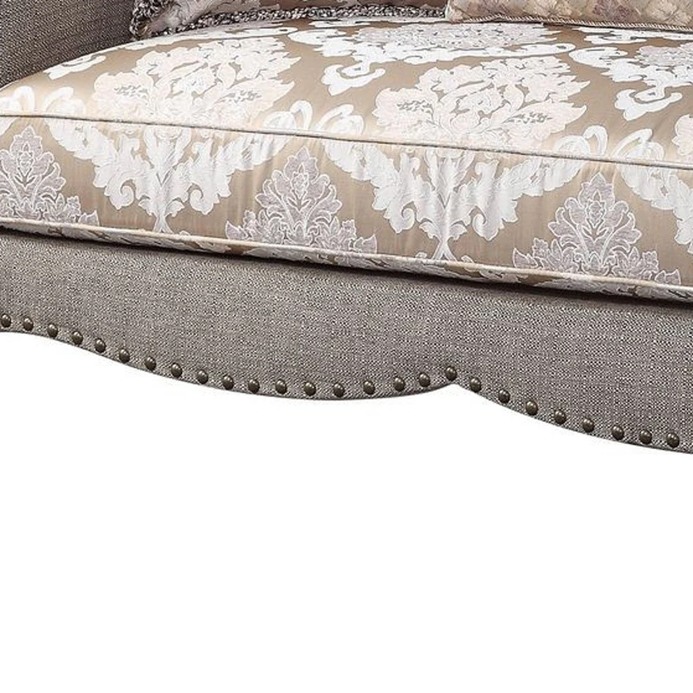 72" Beige And Dark Brown Linen Love Seat And Toss Pillows By Homeroots - Image 3