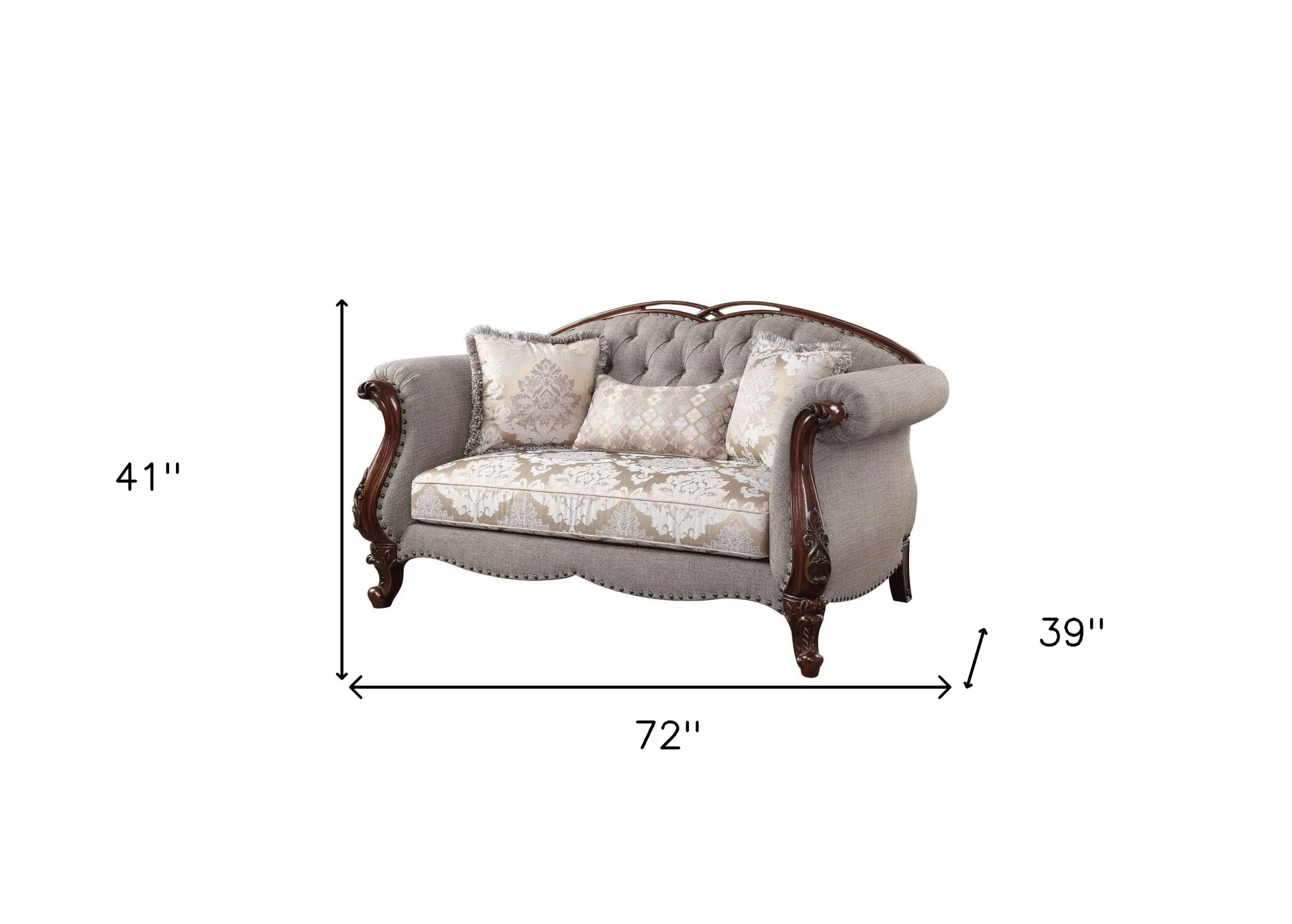 72" Beige And Dark Brown Linen Love Seat And Toss Pillows By Homeroots - Image 5