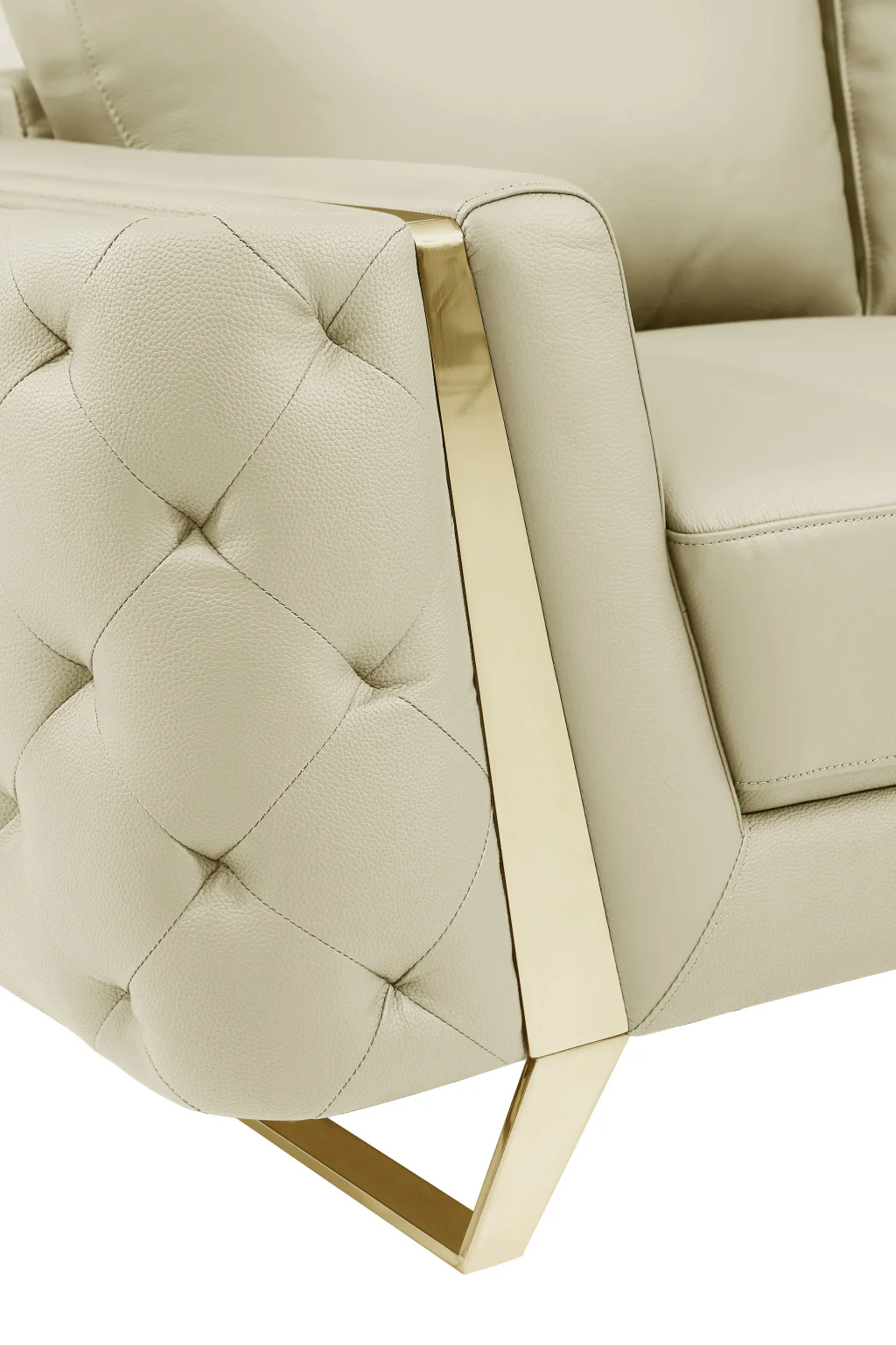 72" Beige And Gold Genuine Leather Love Seat By Homeroots - Image 8