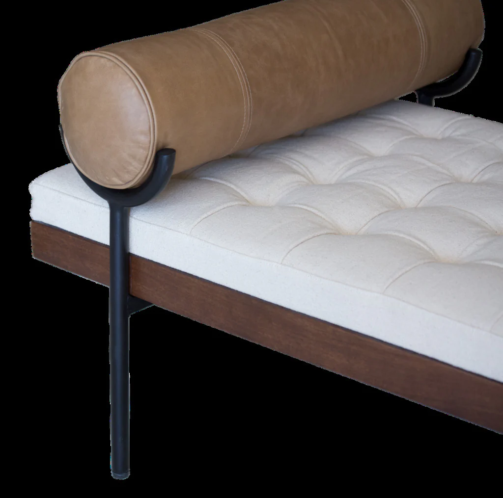 72" Black And Ivory Upholstered Cotton Blend Bedroom Bench By Homeroots - Image 5