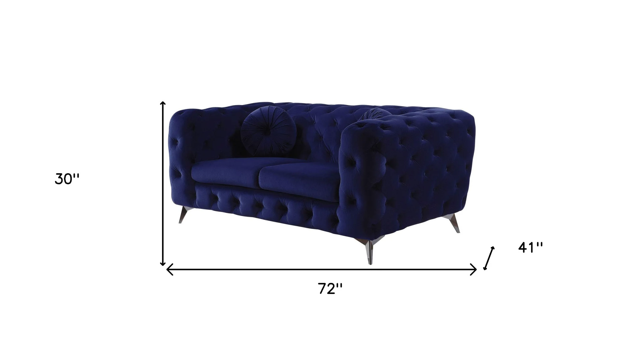 72" Blue And Silver Velvet Love Seat By Homeroots - Image 5