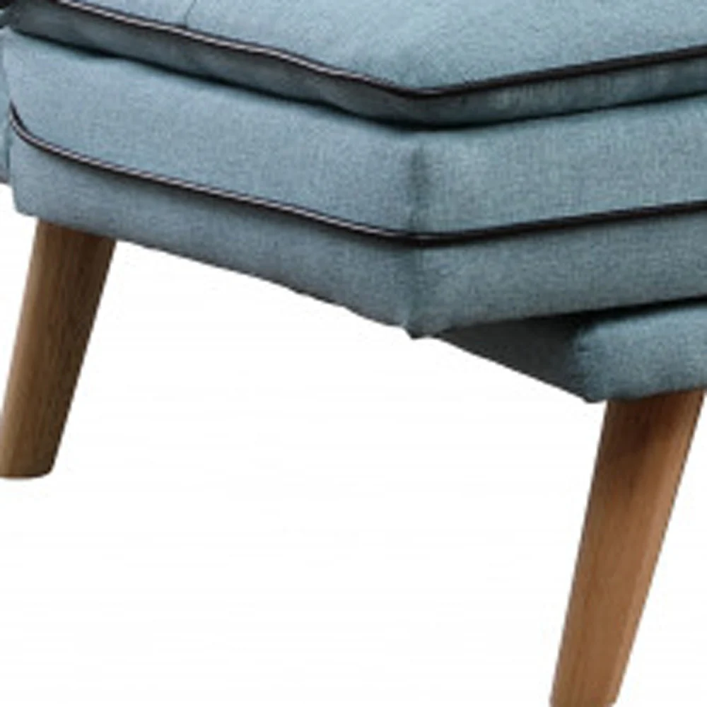 72" Blue Linen And Brown Sofa By Homeroots - Image 4