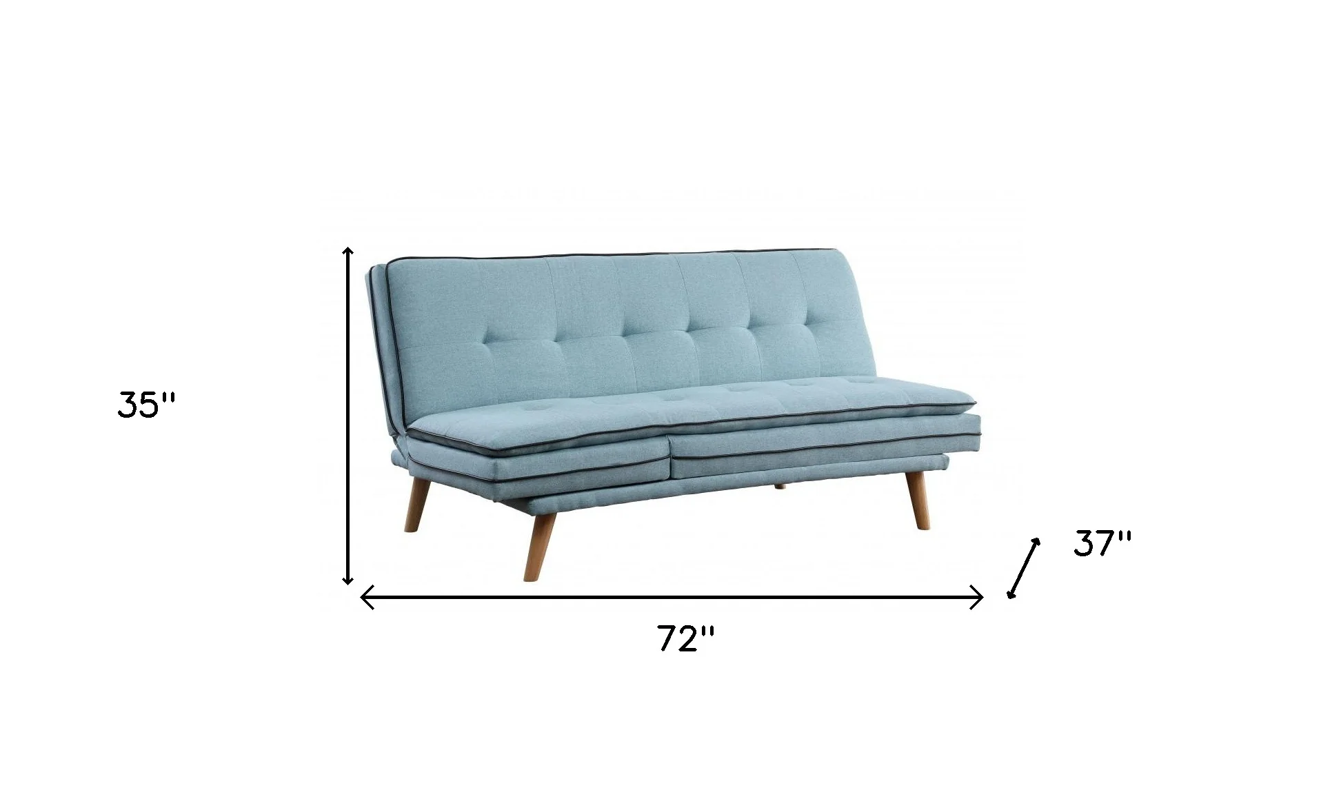 72" Blue Linen And Brown Sofa By Homeroots - Image 5