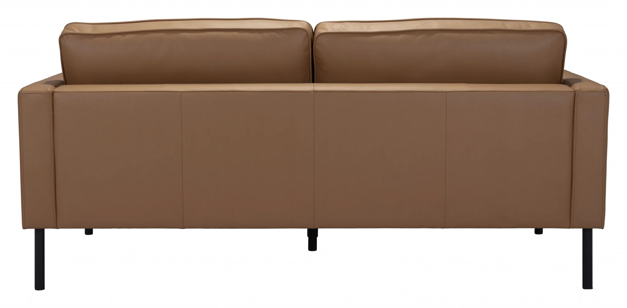 72" Camel Brown Faux Leather And Black Metal Sofa By Homeroots - Image 5