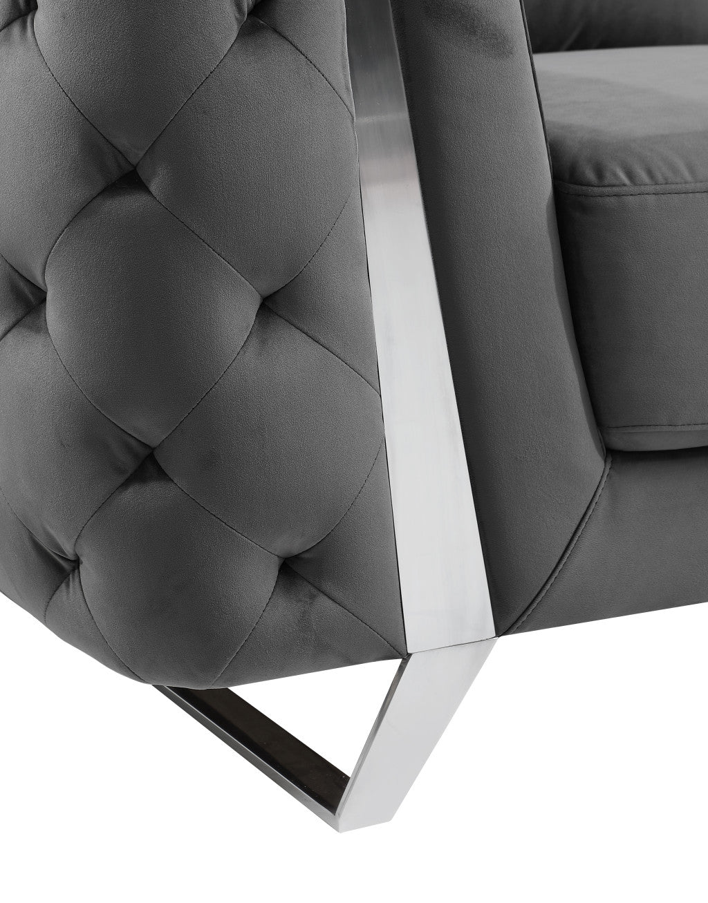 72" Dark Gray And Silver Velvet Love Seat By Homeroots - Image 8