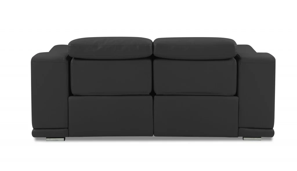 72" Gray And Silver Italian Leather Power Reclining Love Seat By Homeroots - Image 4