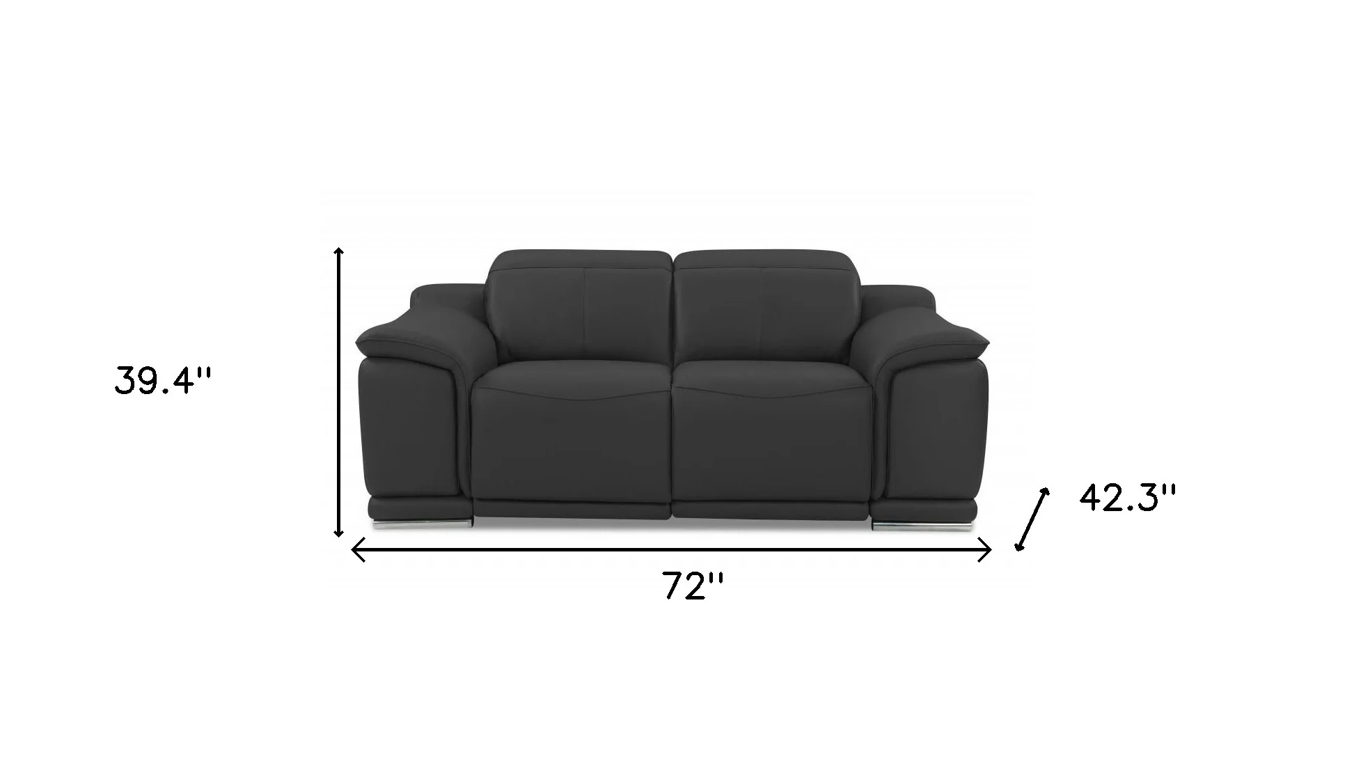 72" Gray And Silver Italian Leather Power Reclining Love Seat By Homeroots - Image 7