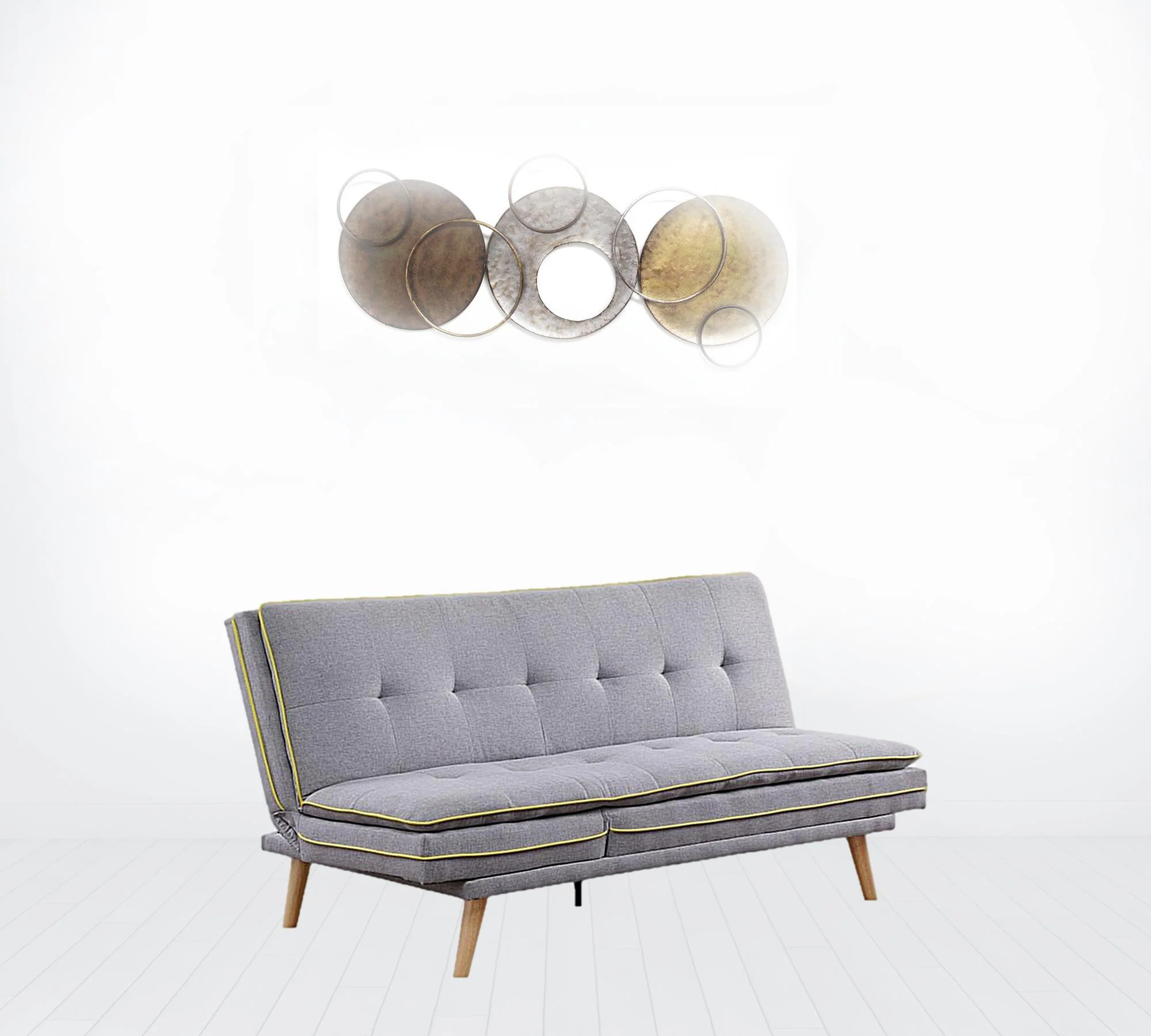 72" Gray Linen And Brown Sofa By Homeroots - Image 2