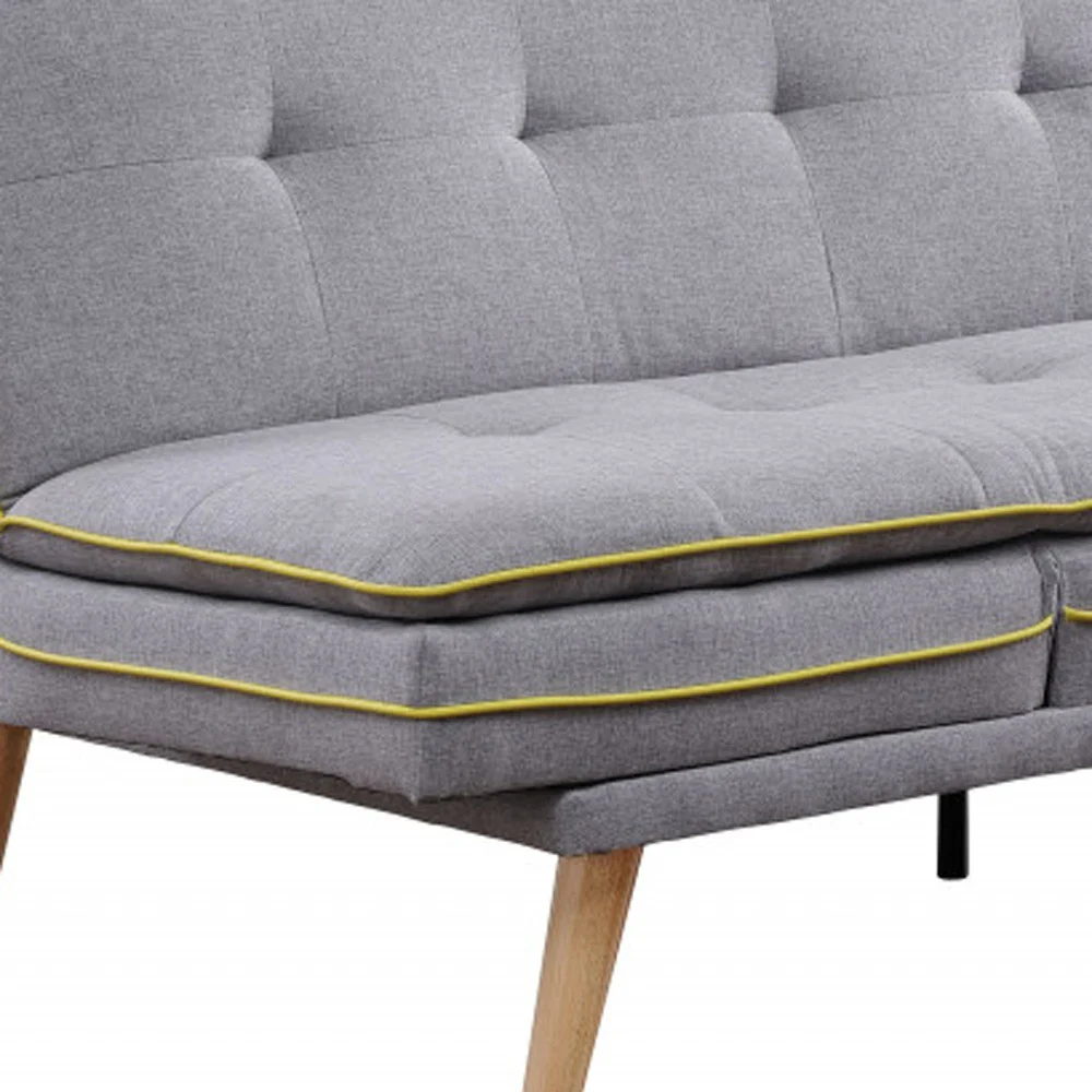 72" Gray Linen And Brown Sofa By Homeroots - Image 3