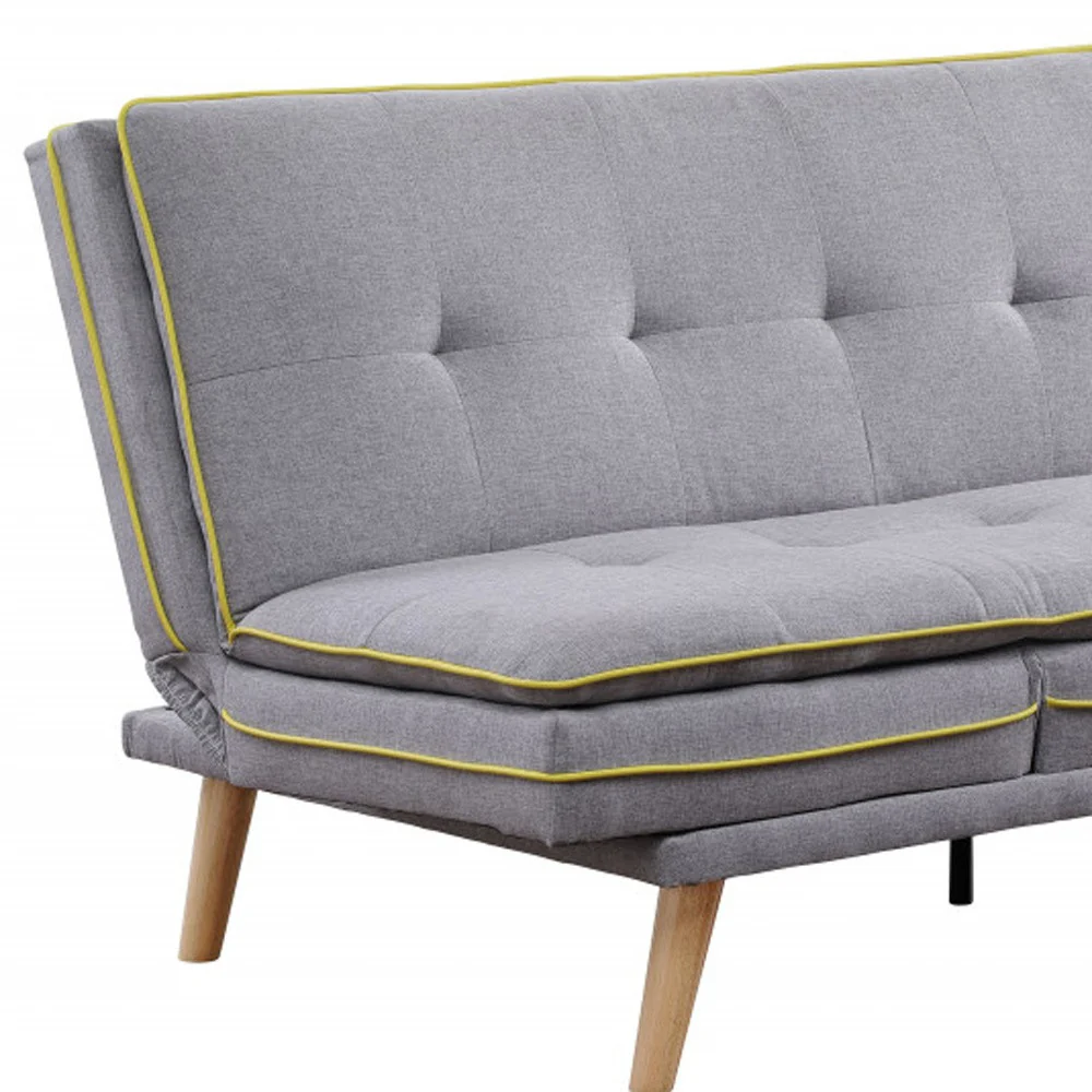 72" Gray Linen And Brown Sofa By Homeroots - Image 4
