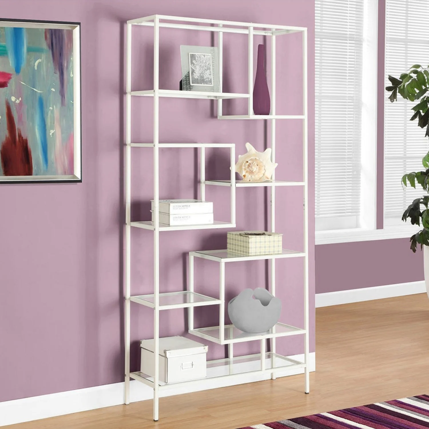 72" Metal and Tempered Glass Bookcase By Homeroots - Image 11