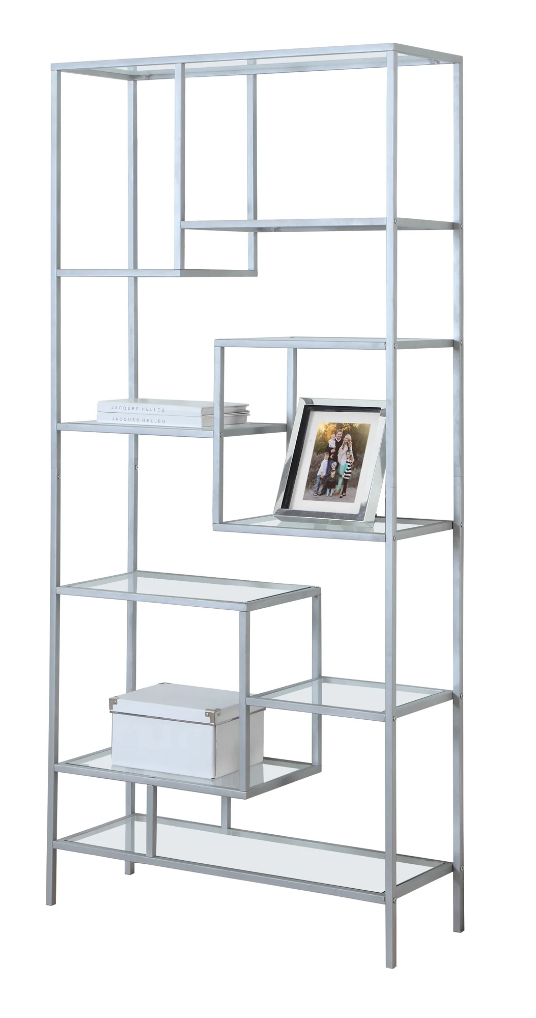 72" Metal and Tempered Glass Bookcase By Homeroots - Image 2