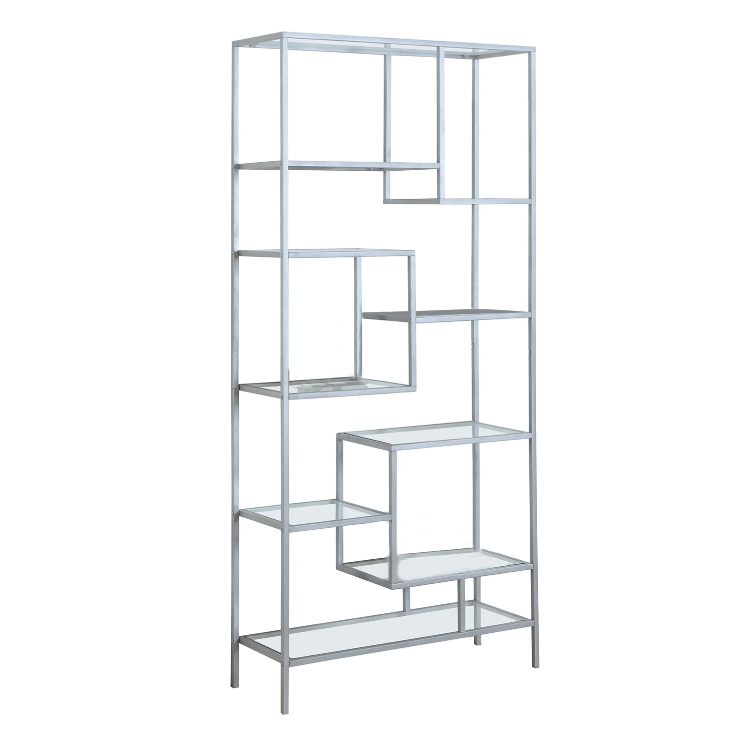 72" Metal and Tempered Glass Bookcase By Homeroots - Image 6