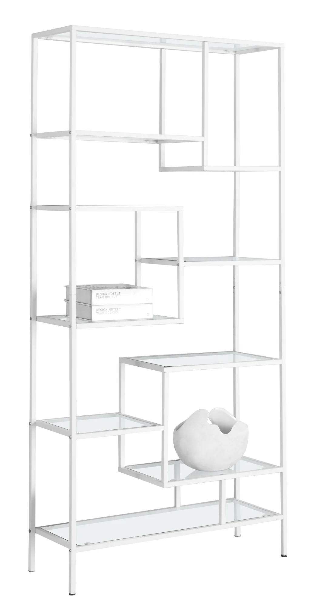 72" Metal and Tempered Glass Bookcase By Homeroots - Image 7