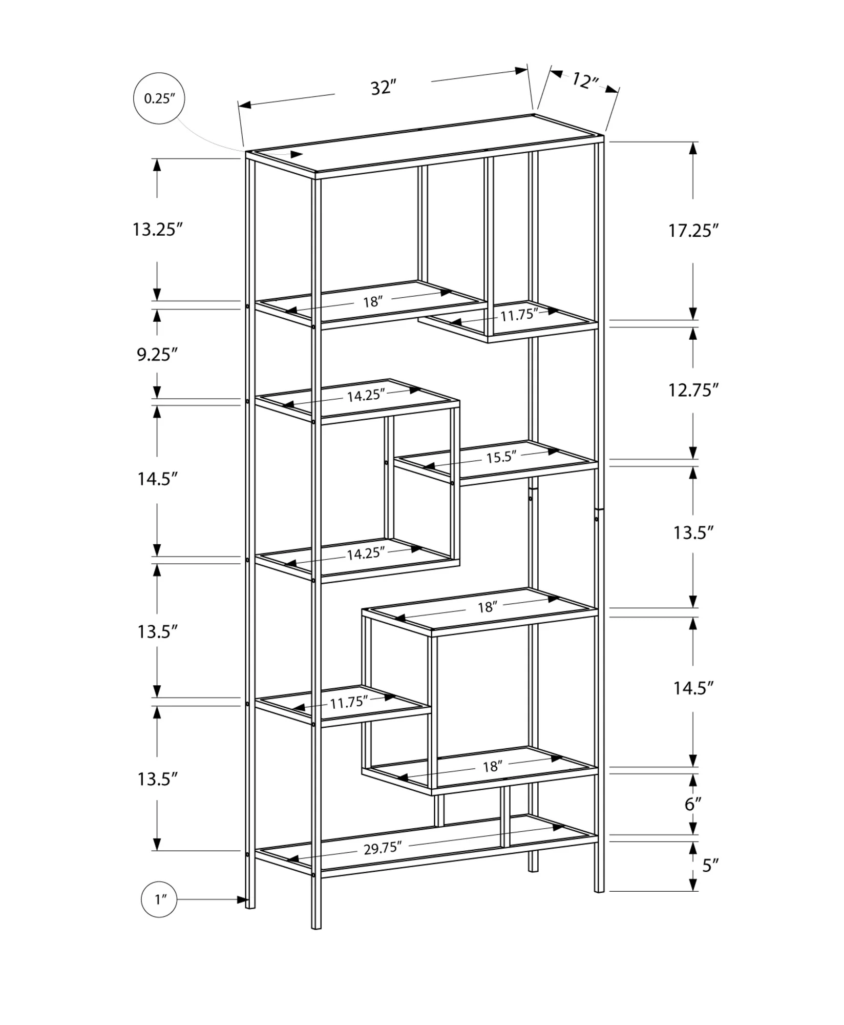 72" Metal and Tempered Glass Bookcase By Homeroots - Image 9