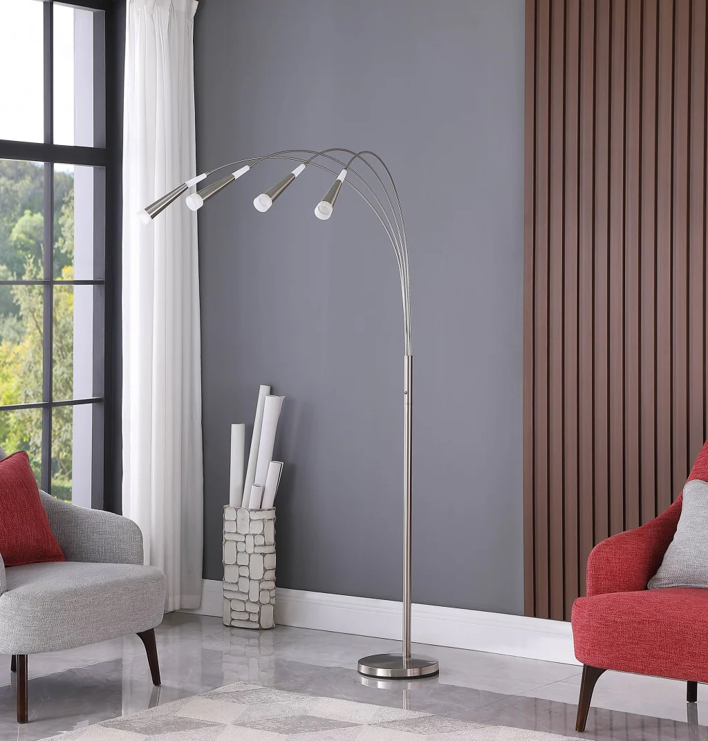 72" Nickel Four Lights LED Arc Floor Lamp By Homeroots - Image 2