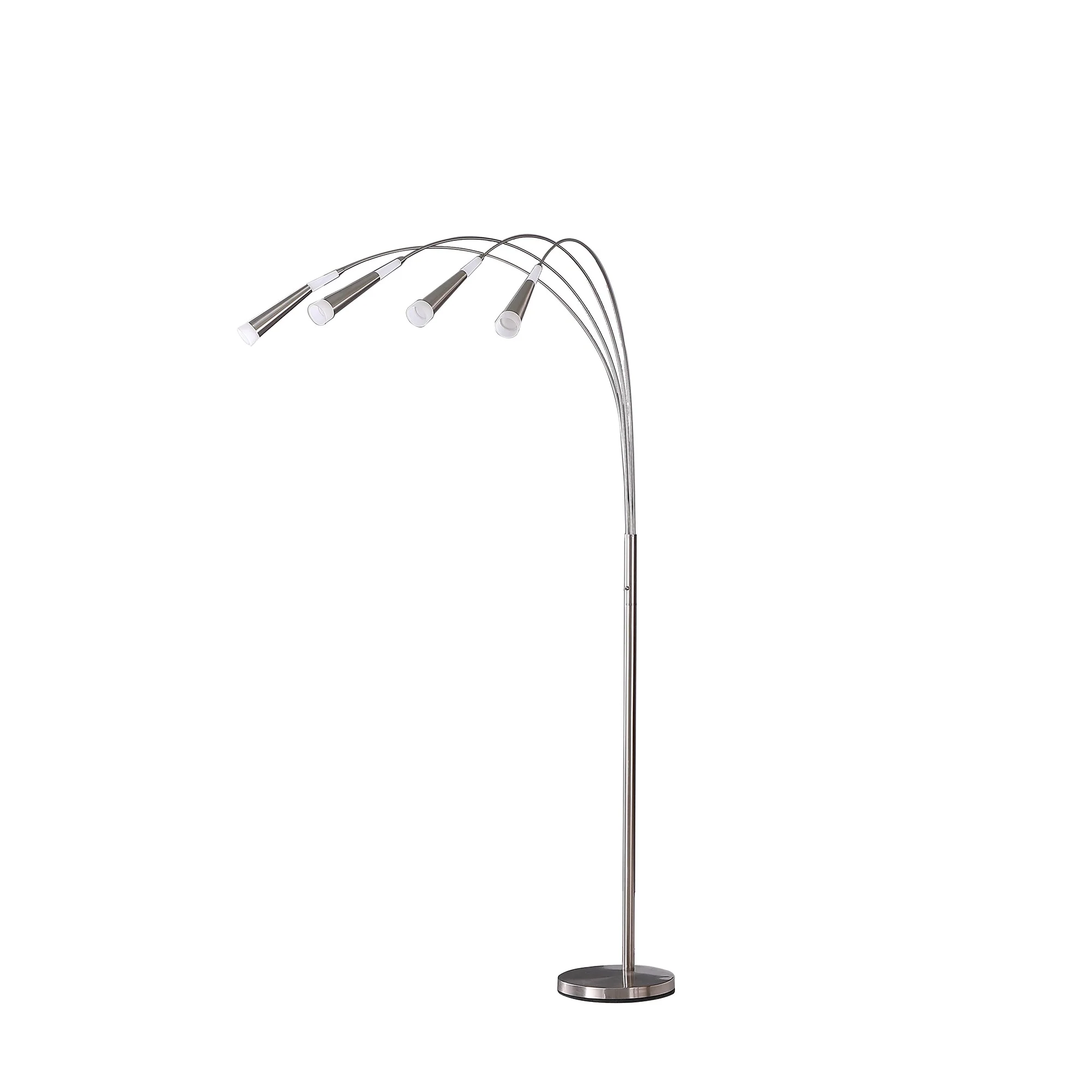 72" Nickel Four Lights LED Arc Floor Lamp By Homeroots - Image 3