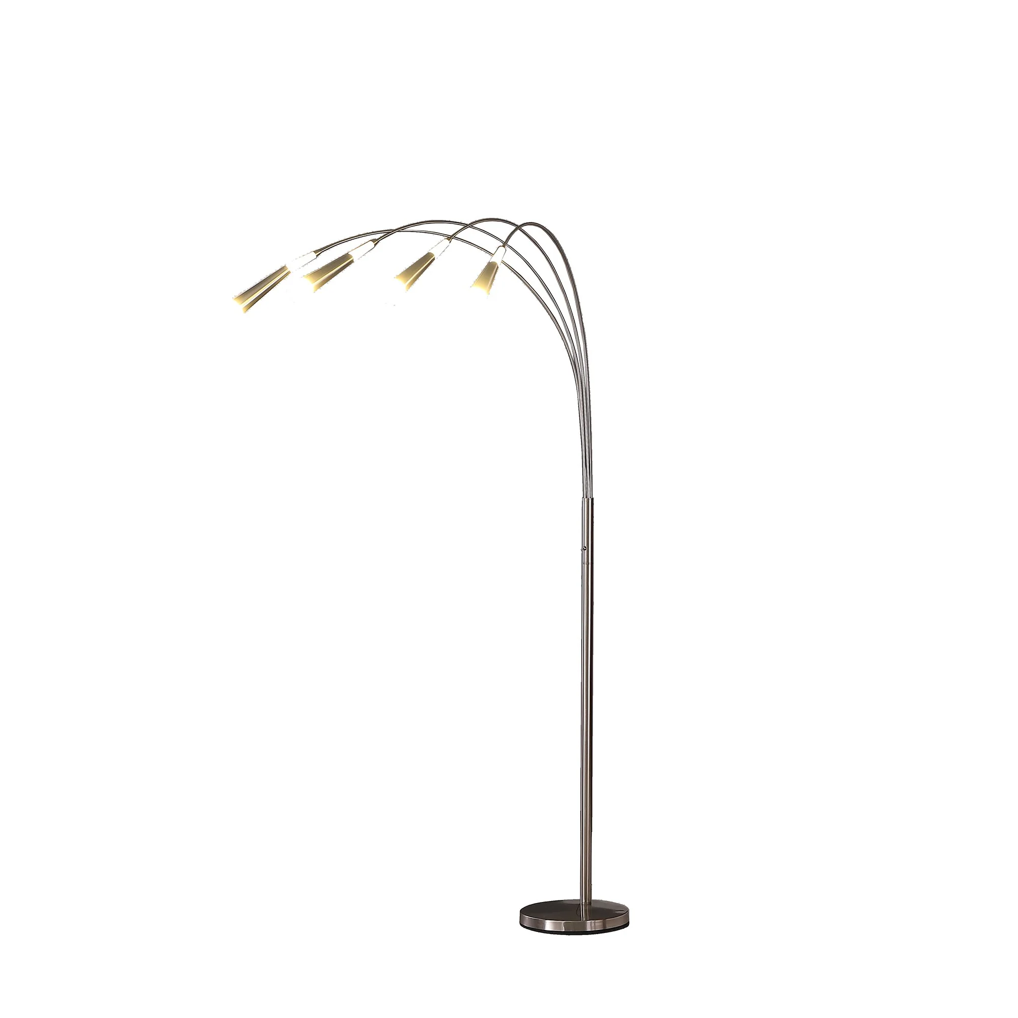72" Nickel Four Lights LED Arc Floor Lamp By Homeroots - Image 4