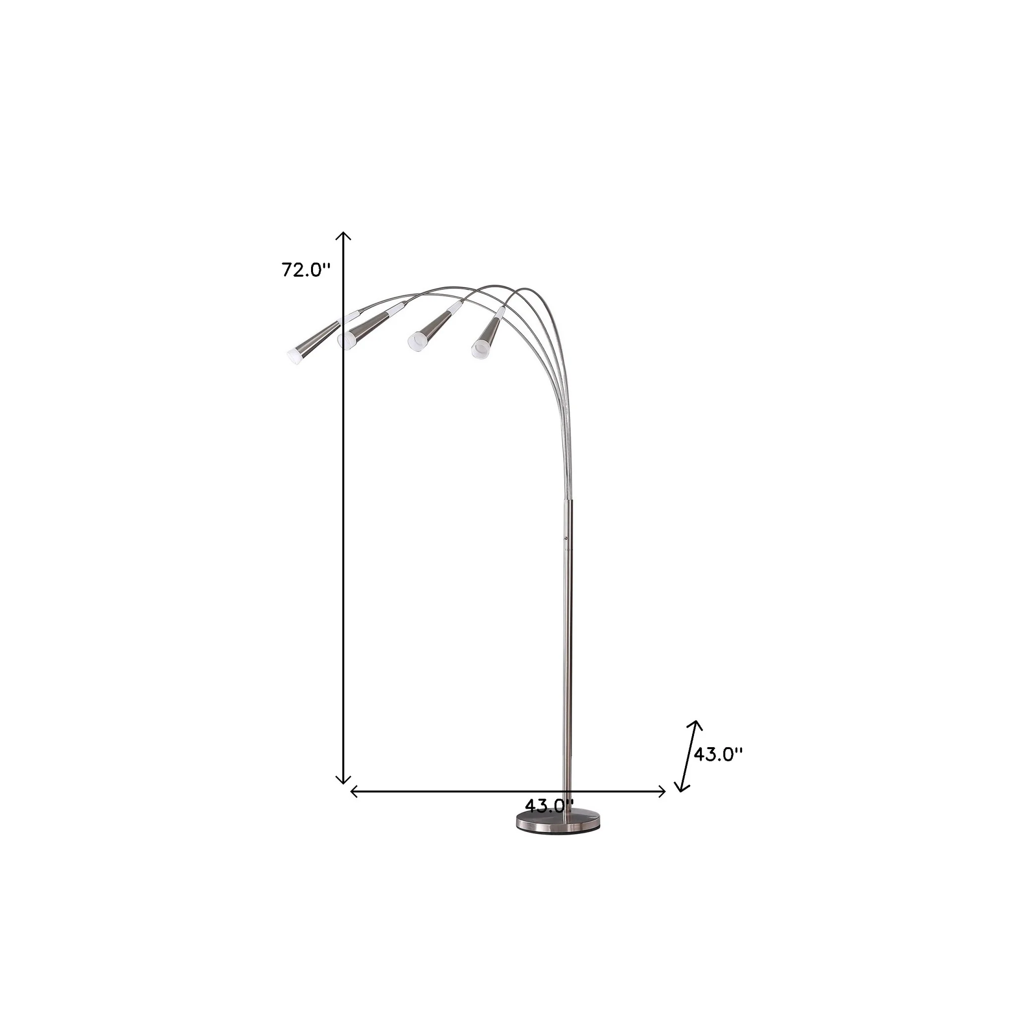 72" Nickel Four Lights LED Arc Floor Lamp By Homeroots - Image 6