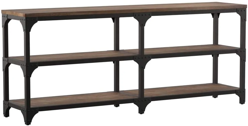 72' Rustic Weathered Oak Finish Console Storage Table By Homeroots - Image 2