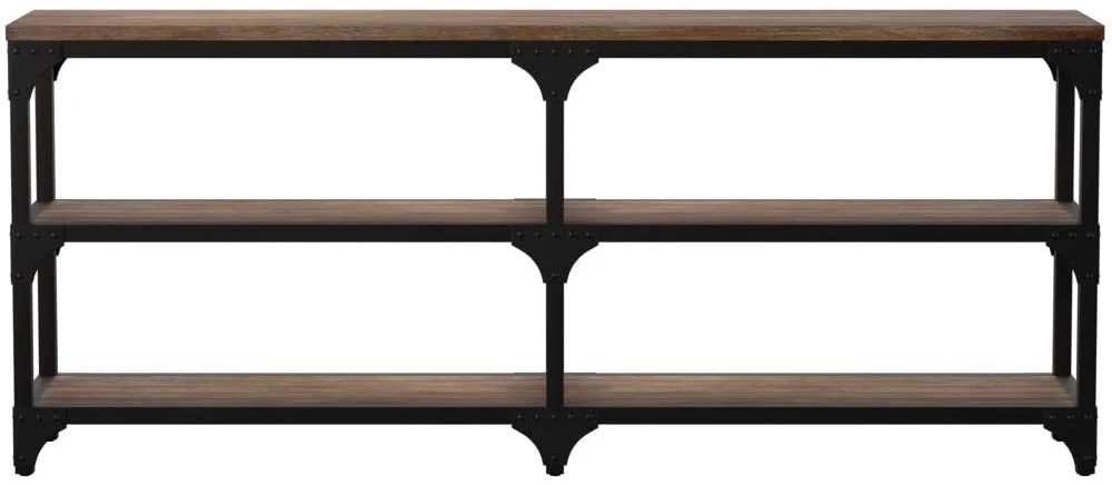 72' Rustic Weathered Oak Finish Console Storage Table By Homeroots - Image 3