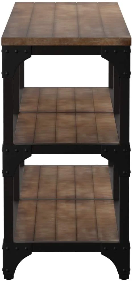 72' Rustic Weathered Oak Finish Console Storage Table By Homeroots - Image 4