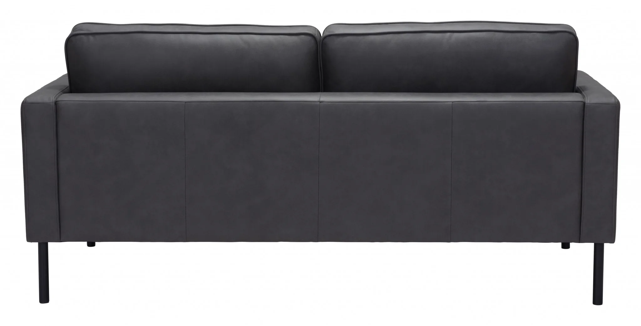 72" Soft Gray Faux Leather And Black Metal Sofa By Homeroots - Image 5