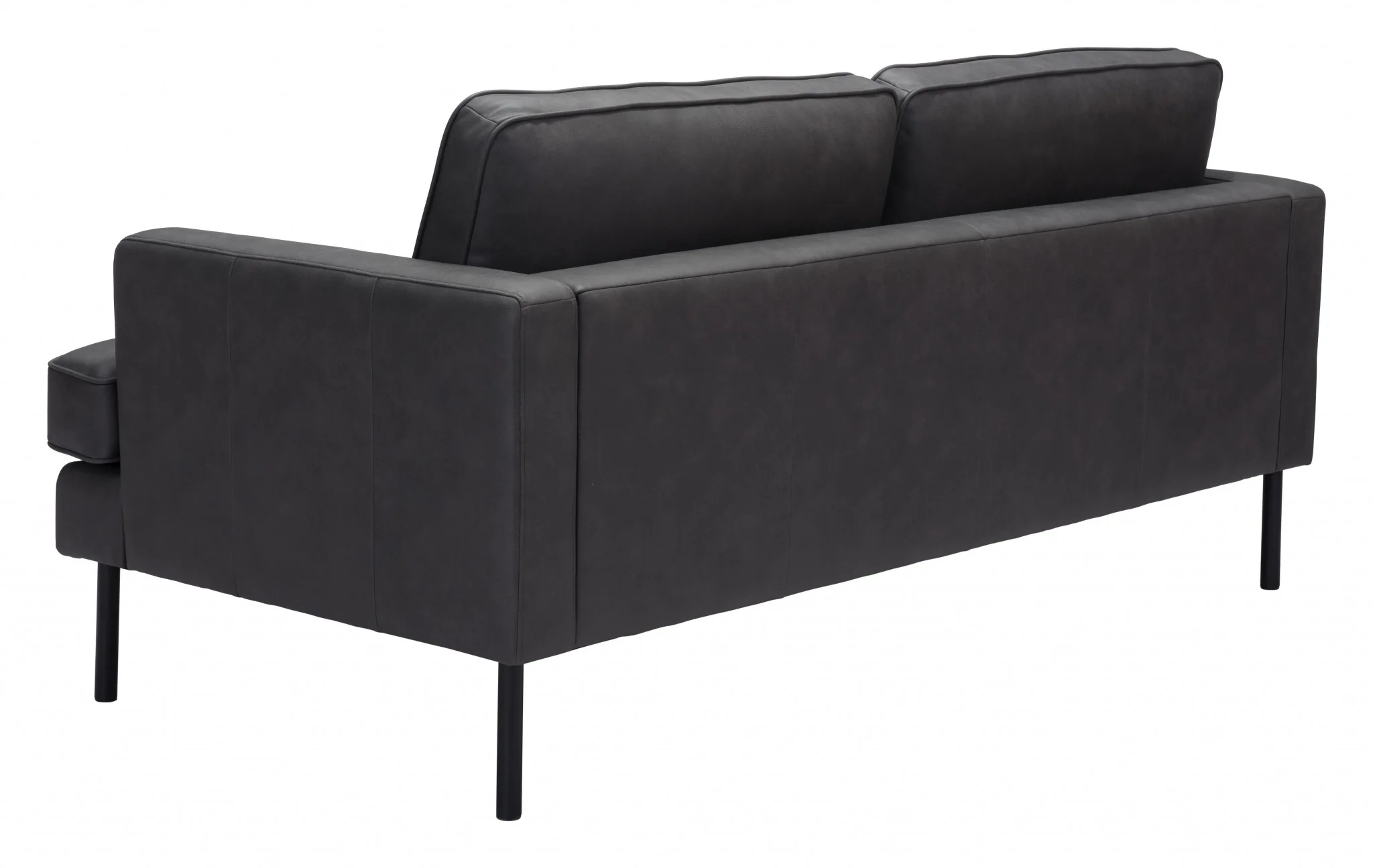 72" Soft Gray Faux Leather And Black Metal Sofa By Homeroots - Image 6