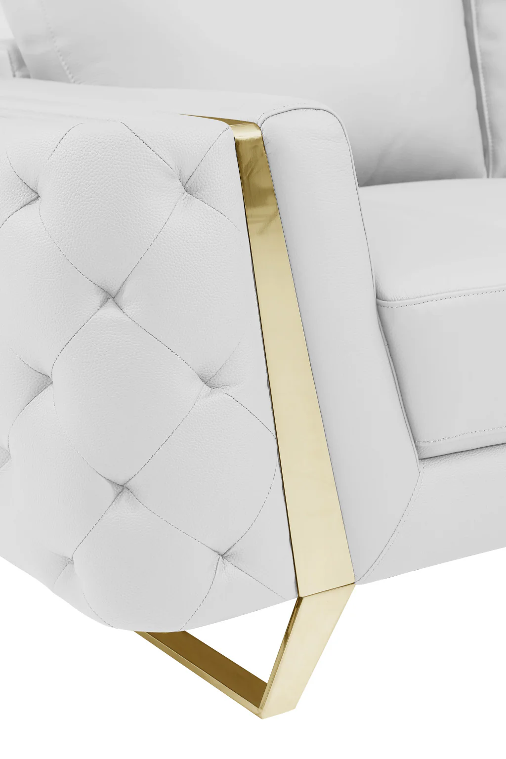 72" White And Gold Genuine Leather Love Seat By Homeroots - Image 8