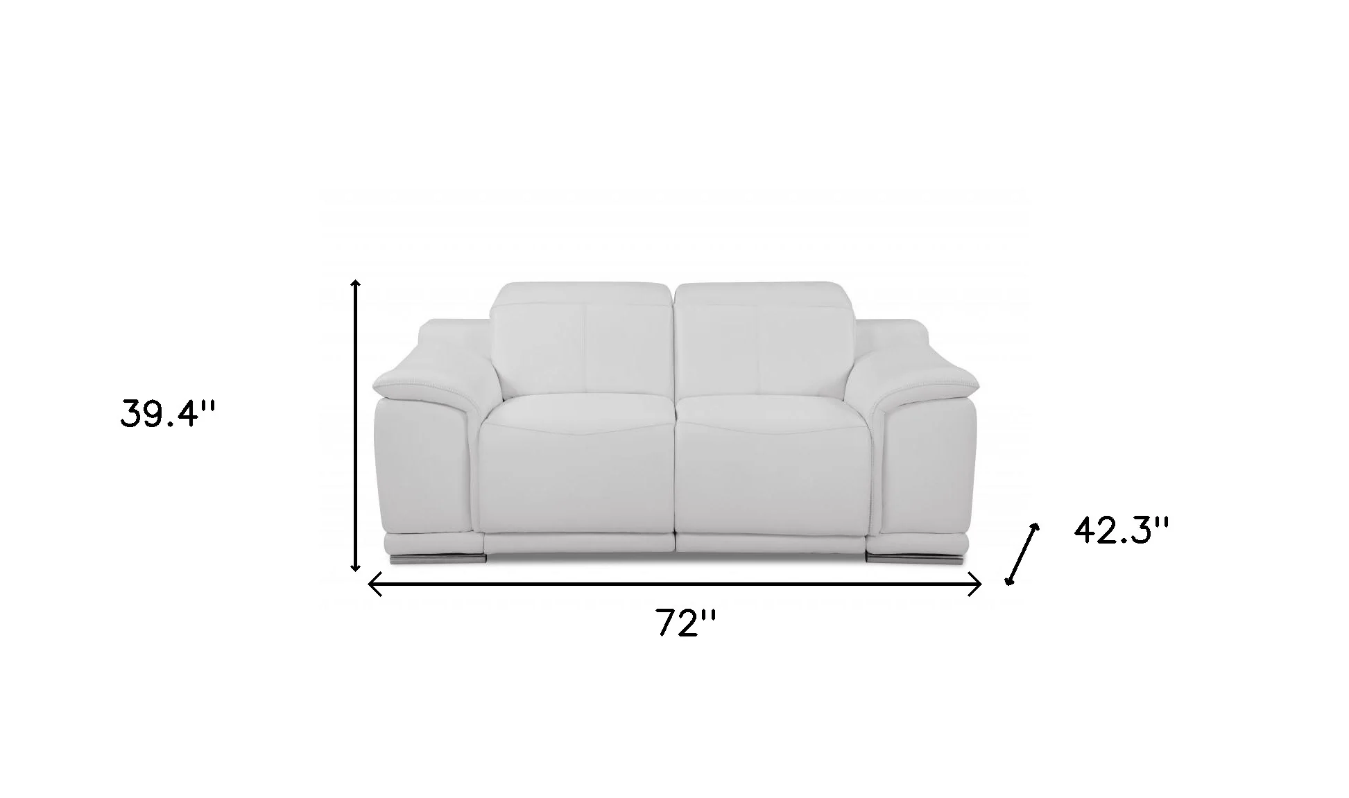 72" White And Silver Italian Leather Power Reclining Love Seat By Homeroots - Image 7