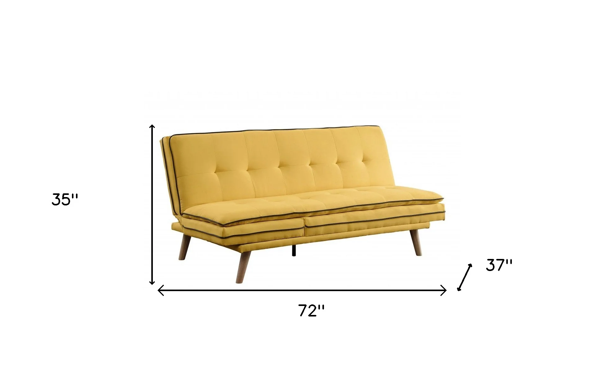 72" Yellow Linen And Brown Sofa By Homeroots - Image 5