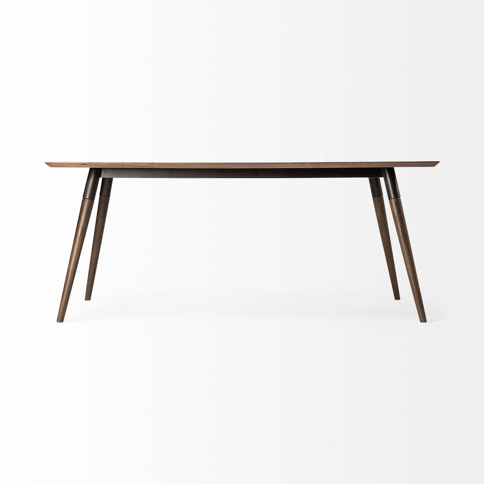 72X39 Brown Solid Wood Top With Metal And Wood Leg Dining Table By Homeroots - Image 4