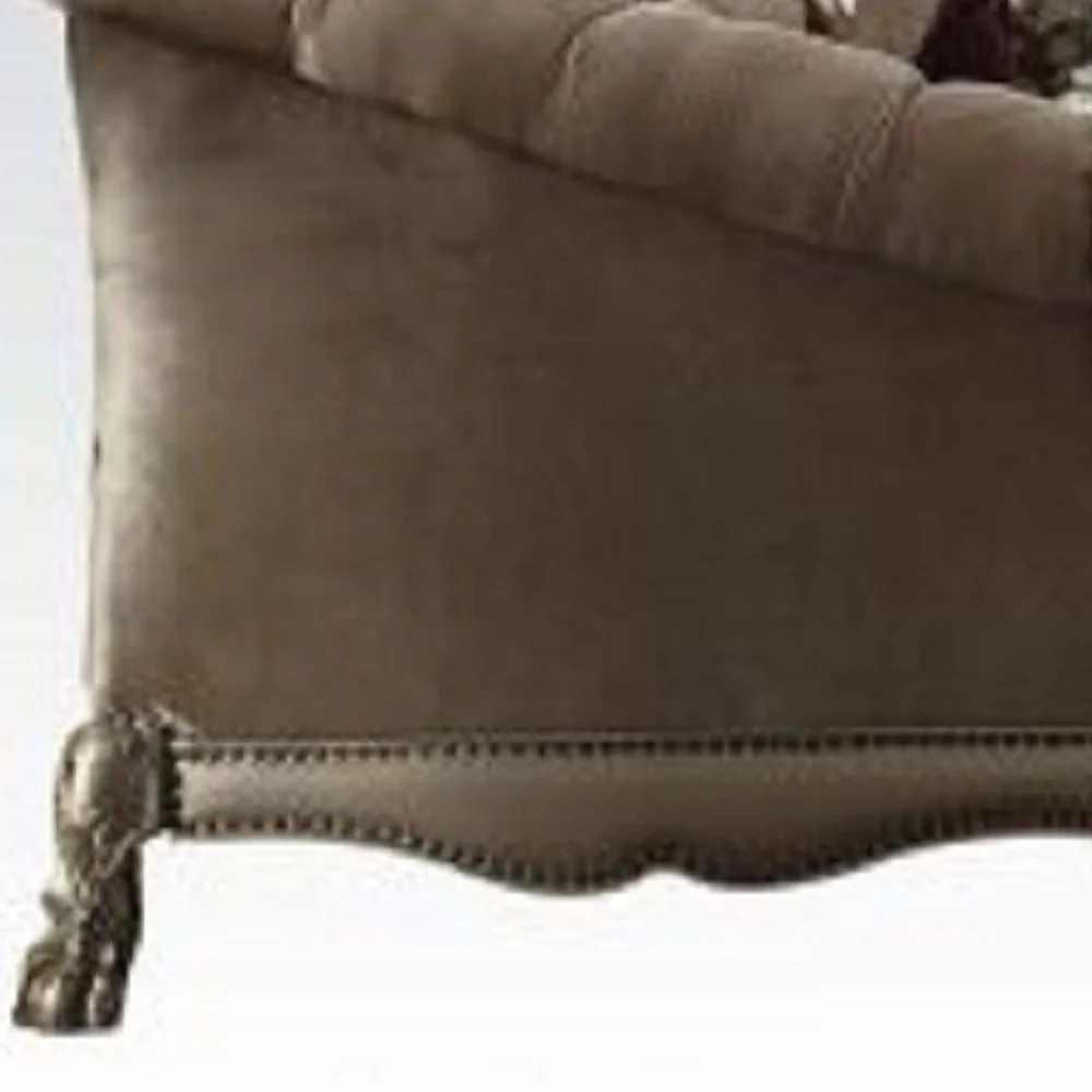 73" Bone Velvet Velvet Love Seat And Toss Pillows By Homeroots - Image 4