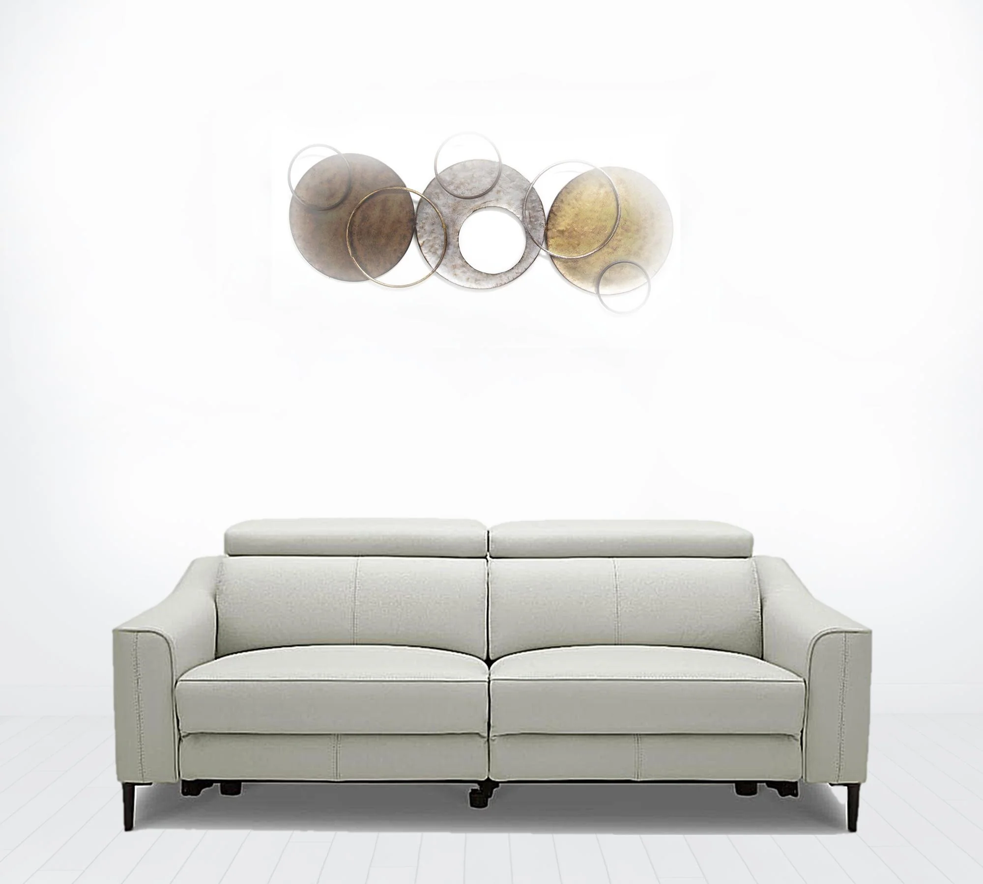74" Grey Genuine Leather and Black Reclining Sofa By Homeroots - Image 2