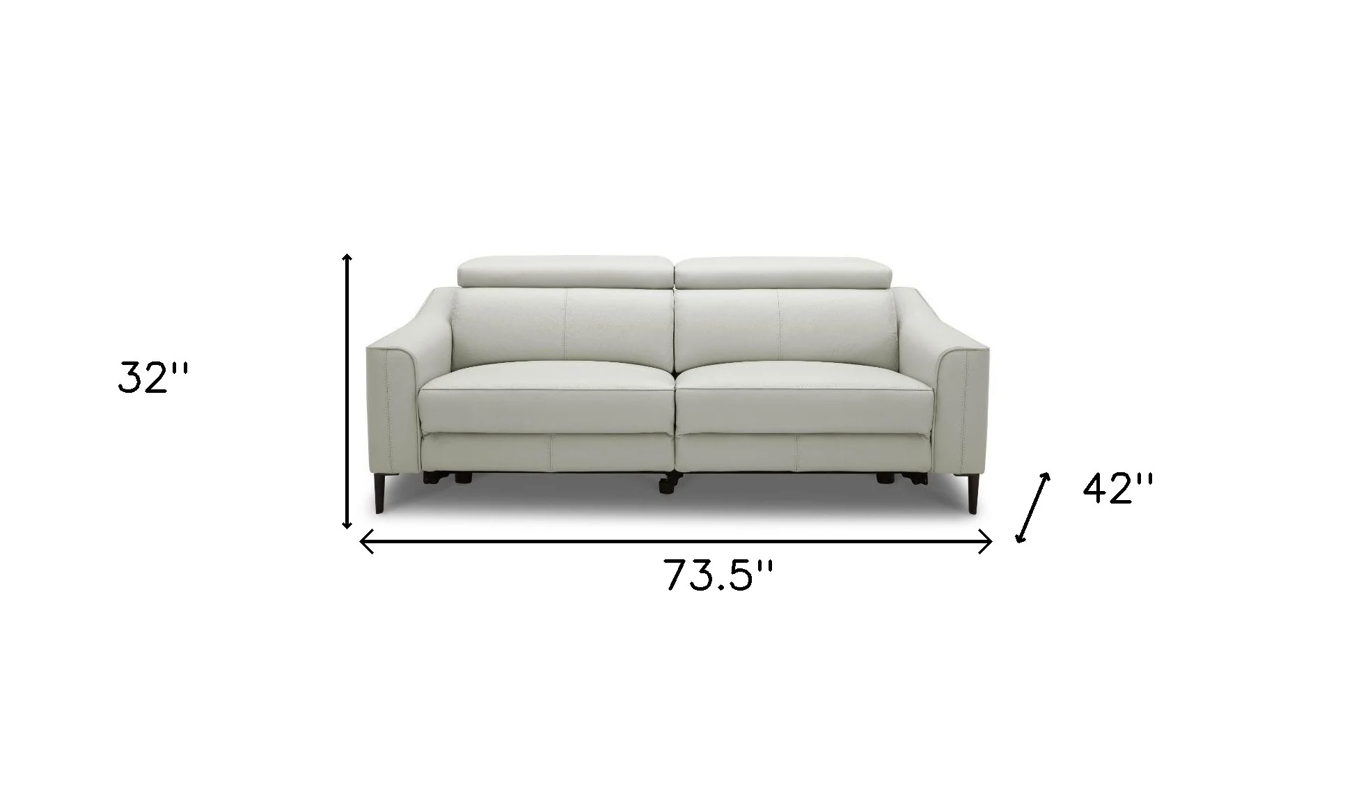 74" Grey Genuine Leather and Black Reclining Sofa By Homeroots - Image 5