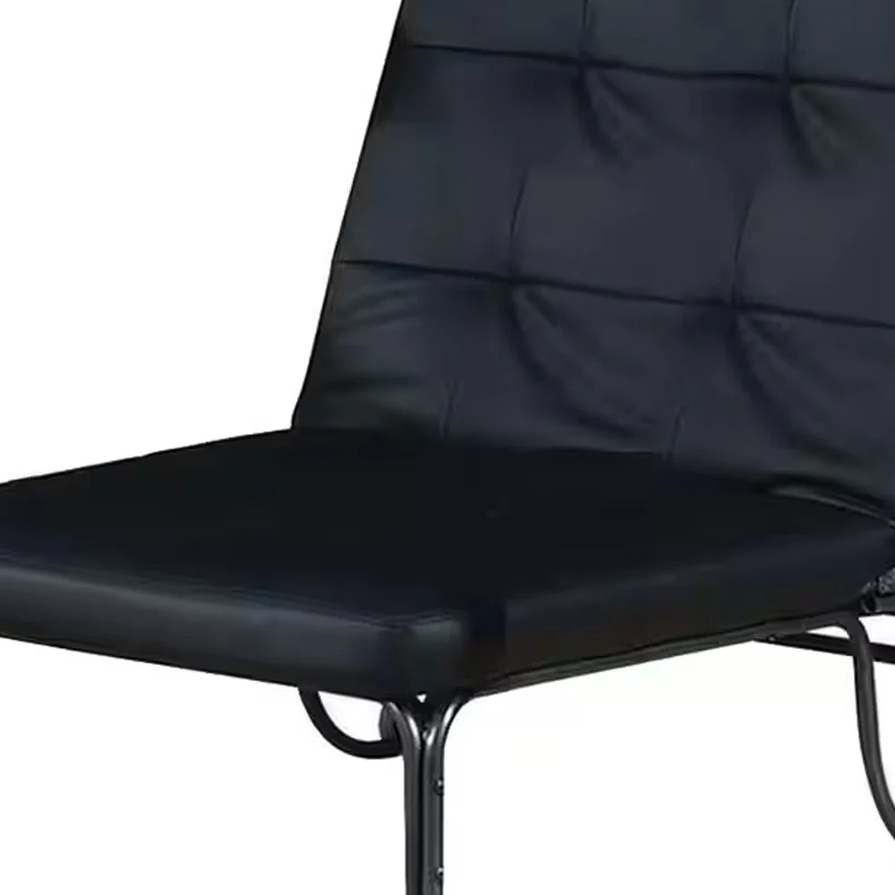 75" Black Faux Leather Tufted Convertible Chair By Homeroots - Image 3