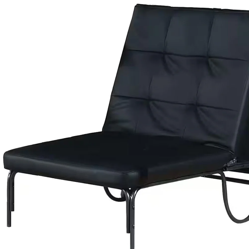 75" Black Faux Leather Tufted Convertible Chair By Homeroots - Image 4