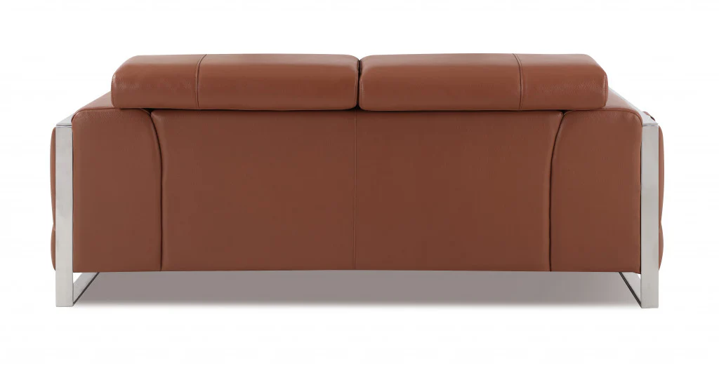 75" Black Italian Leather and Chrome Solid Color Love Seat By Homeroots - Image 11