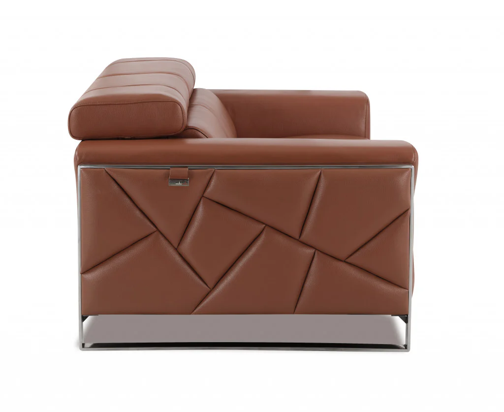 75" Black Italian Leather and Chrome Solid Color Love Seat By Homeroots - Image 12