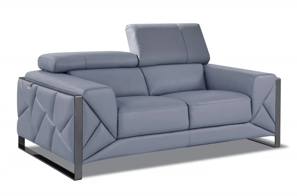 75" Black Italian Leather and Chrome Solid Color Love Seat By Homeroots - Image 19