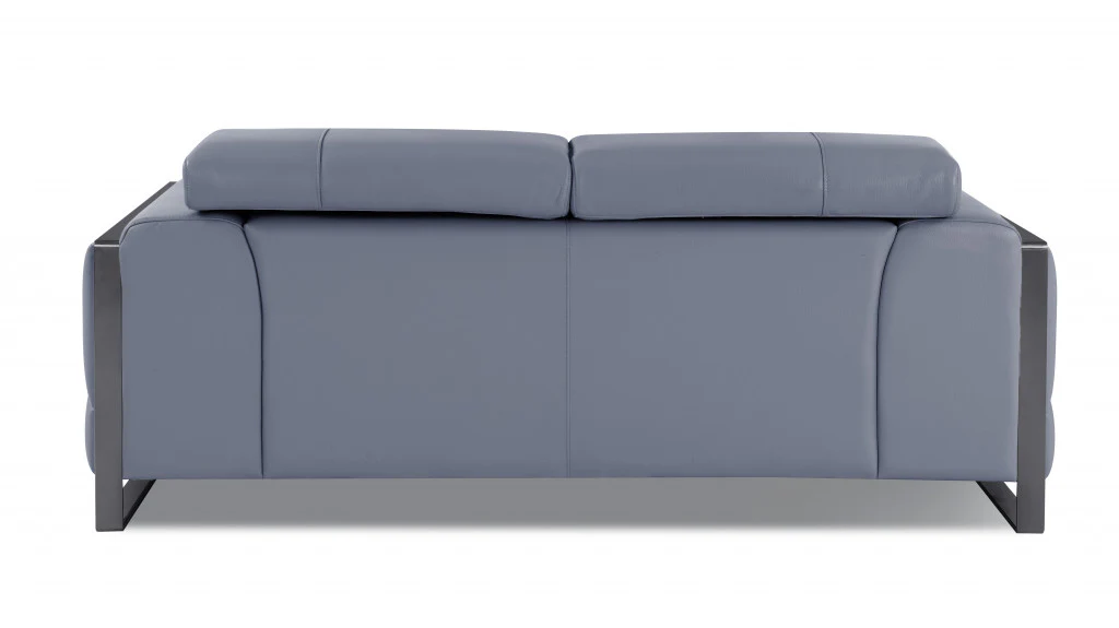 75" Black Italian Leather and Chrome Solid Color Love Seat By Homeroots - Image 20
