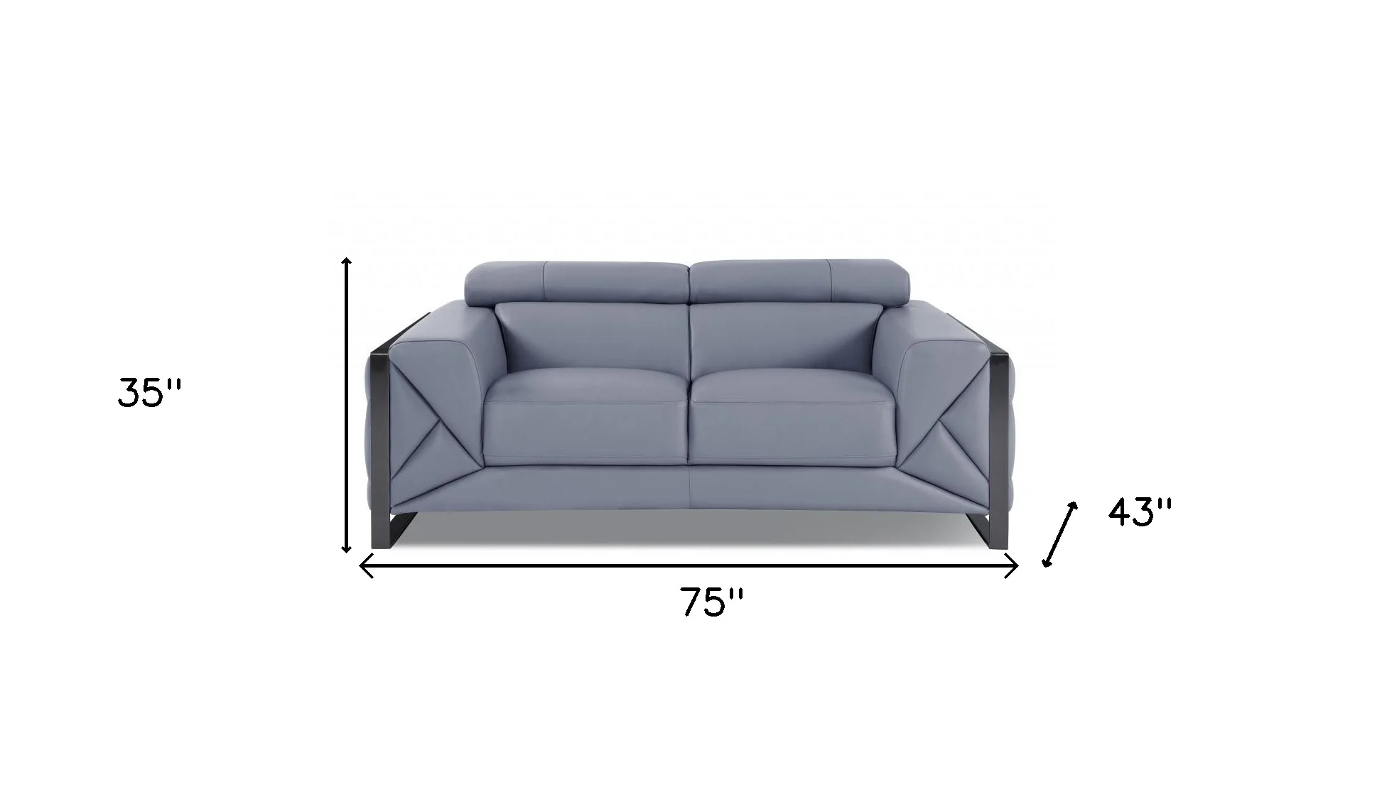 75" Black Italian Leather and Chrome Solid Color Love Seat By Homeroots - Image 23