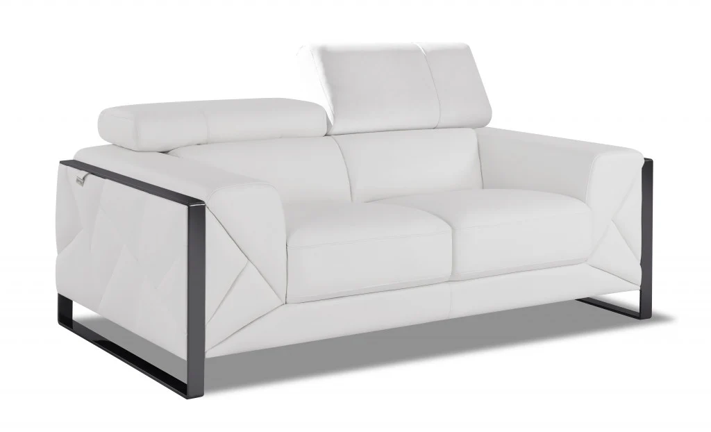 75" Black Italian Leather and Chrome Solid Color Love Seat By Homeroots - Image 26