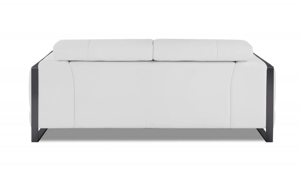 75" Black Italian Leather and Chrome Solid Color Love Seat By Homeroots - Image 27