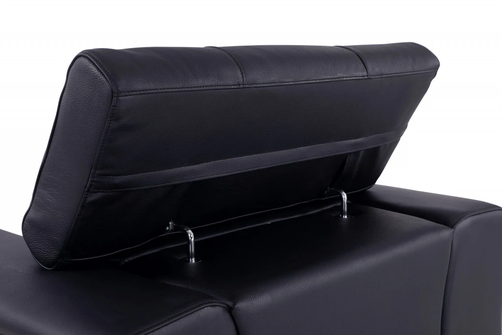 75" Black Italian Leather and Chrome Solid Color Love Seat By Homeroots - Image 5
