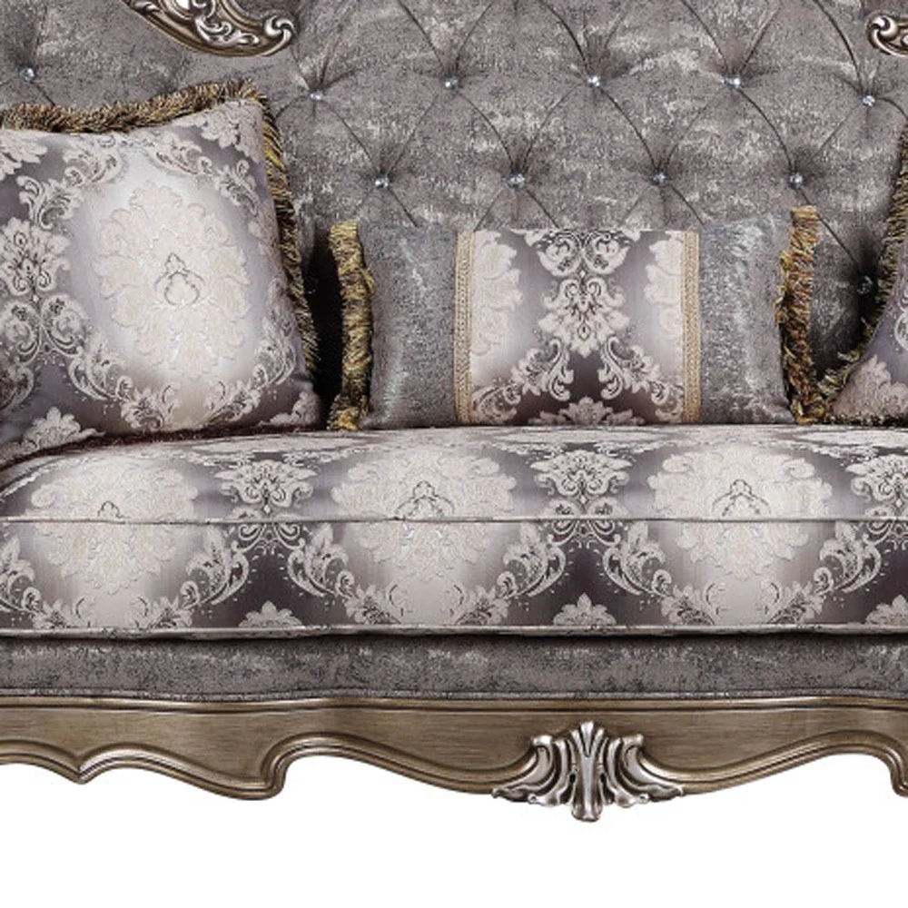 75" Gray And Platinum Cotton Blend Love Seat And Toss Pillows By Homeroots - Image 3