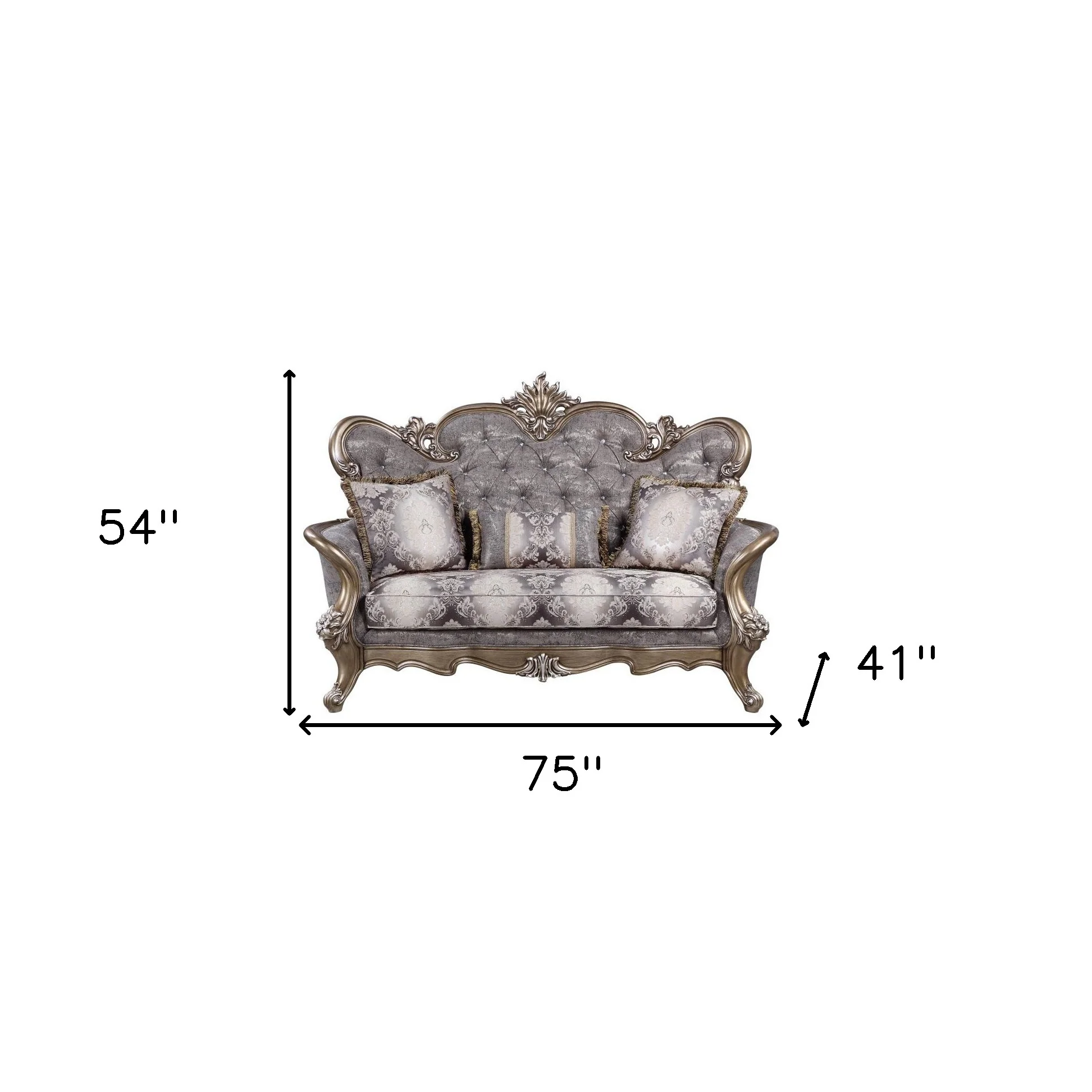 75" Gray And Platinum Cotton Blend Love Seat And Toss Pillows By Homeroots - Image 5