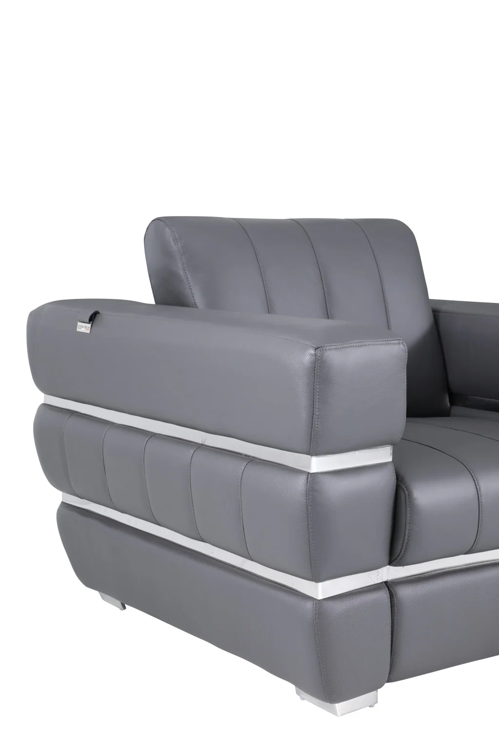 75" Gray And Silver Italian Leather Love Seat By Homeroots - Image 6